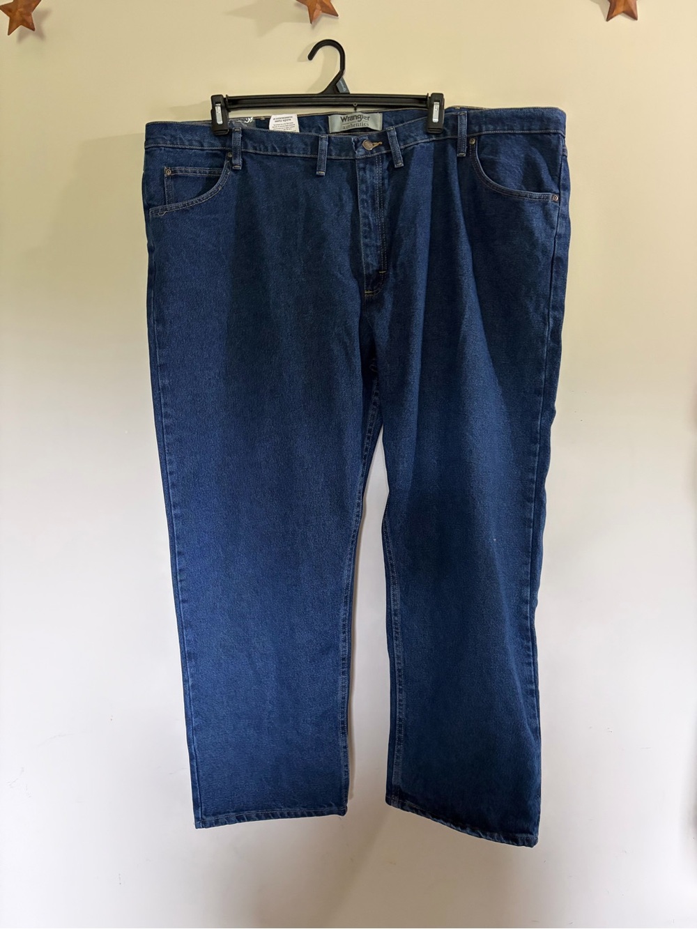 Wrangler Men’s Regular Fit Straight Leg Jeans Blue Denim 50X30 Big & Tall